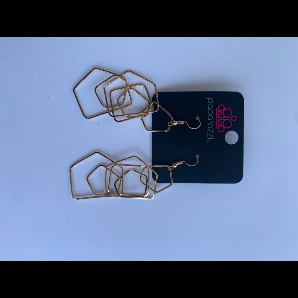 Good pentagon shaped dangly earrings